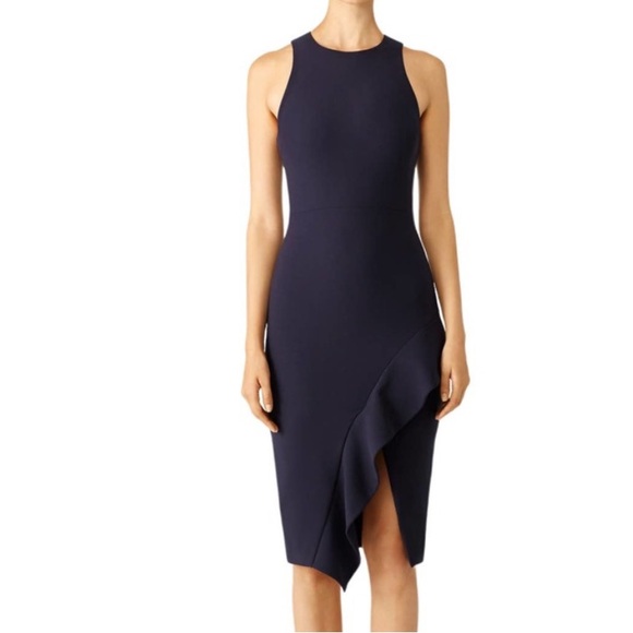 cinq a sept Dresses & Skirts - Cinq a Sept Piper Ruffle Hem Navy Blue Sheath Dress | Size 4